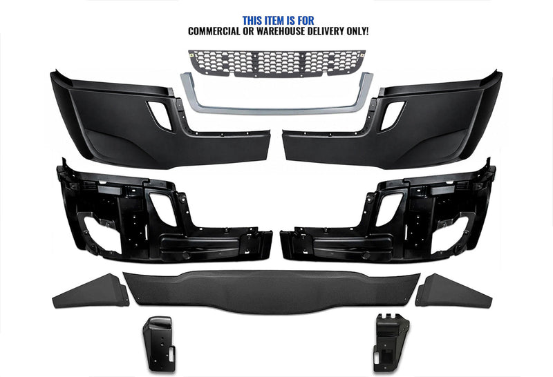 Bumper without Fog Holes Plastic w/ Brackets 11 Pcs 2018-2024 Freightliner Cascadia 126 116