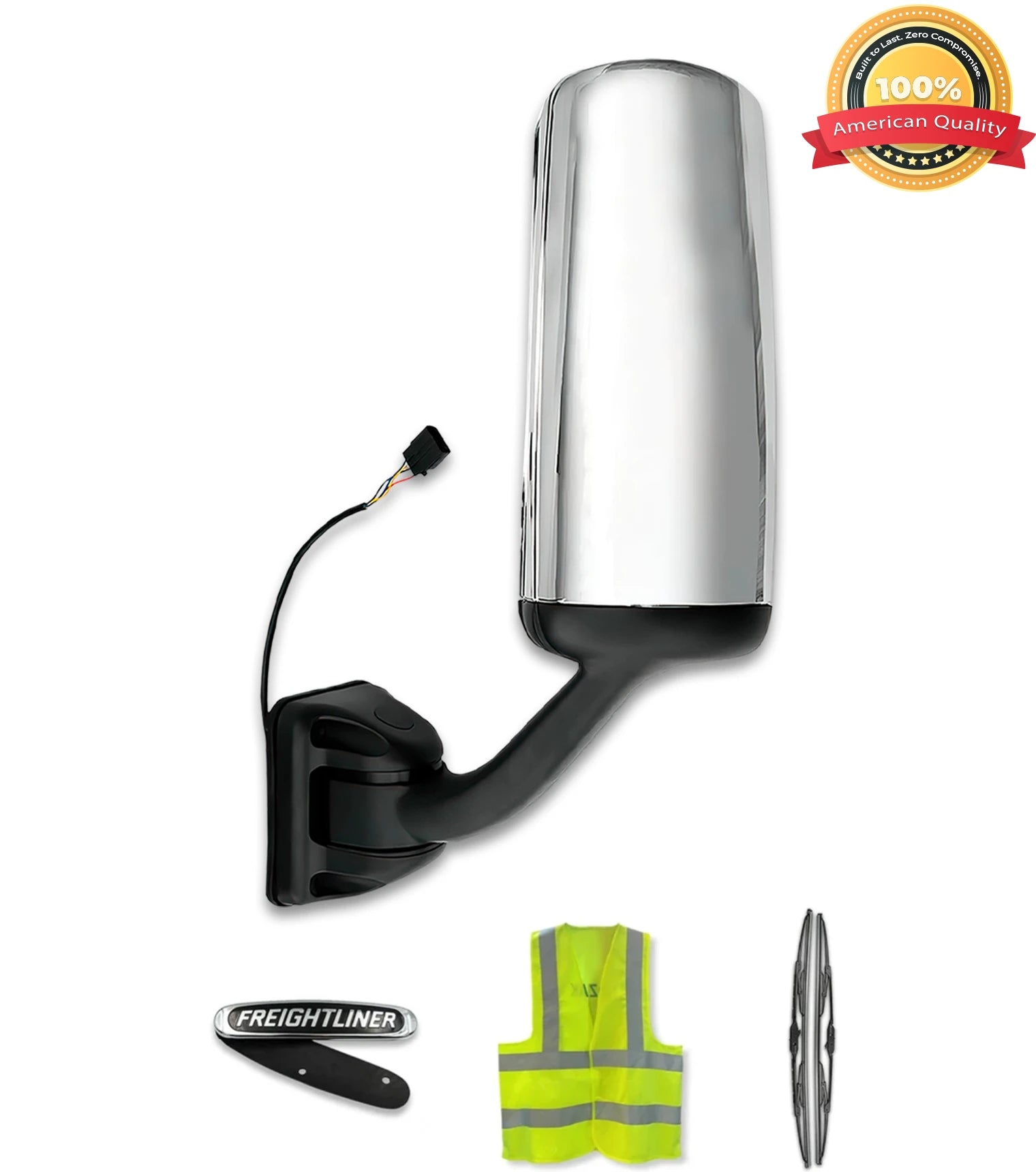 Heated Door Side Mirror Chrome Driver 2008-2017 Freightliner