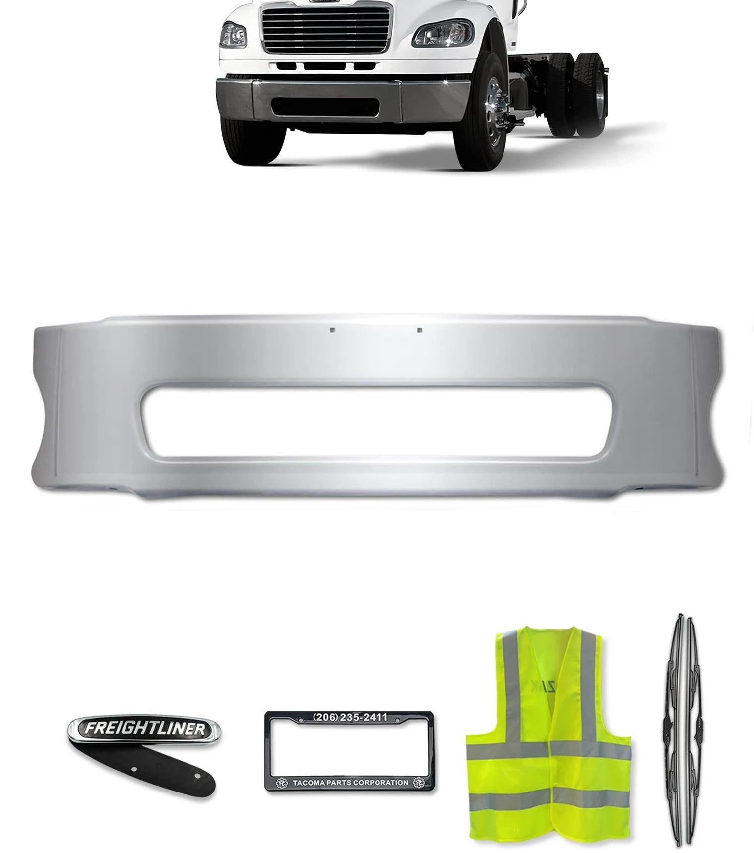 Center Bumper Chrome Steel 2003-2021 Freightliner M2 Business