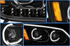 Headlights LED Black with Turn Signal Dual Set 2008-2018 Kenworth T660 T370