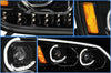 Headlight LED Black with Turn Signal Dual Passenger 2008-2018 Kenworth T660 T370