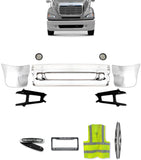 Bumper Set Chrome with Fog and Brackets 2002-2012 Freightliner Columbia