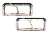 Headlights Bezels Chrome with 12" Amber/Yellow LED Light Strip Bar 2 Pcs For Freightliner FLD Classic XL - 