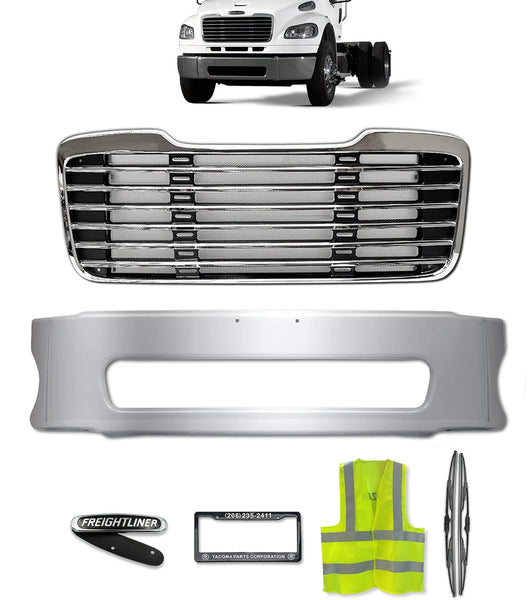 Grille and Center Bumper Chrome 2003-2012 Freightliner M2 Business Class 106 112