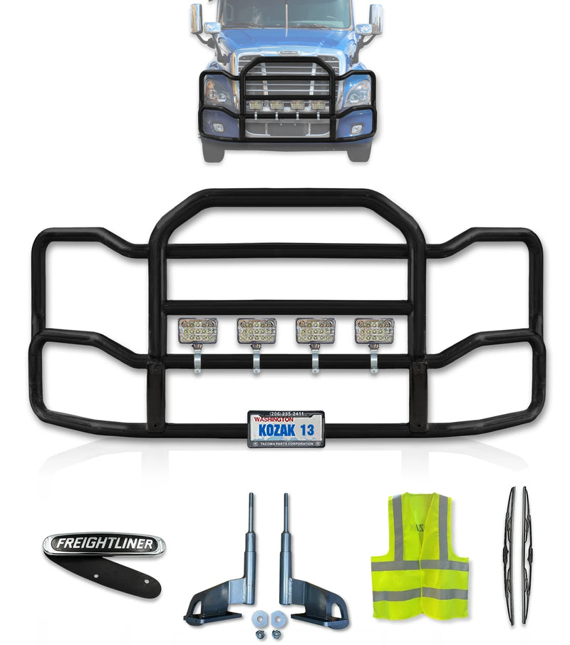 Grille Guard Large Black with Lights 2008-2017 Freightliner Cascadia 125 113