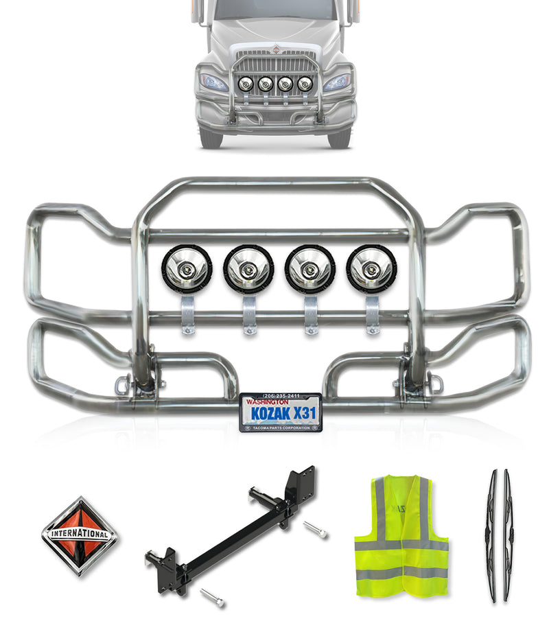 Front Grille Guard Large Chrome 2008+ International ProStar (plastic bumper)
