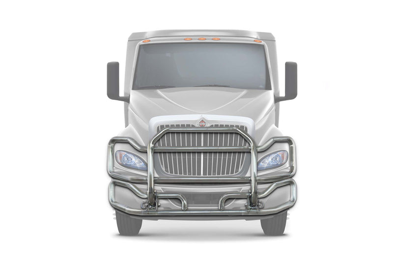 Front Grille Guard Large Chrome International RH (plastic bumper)