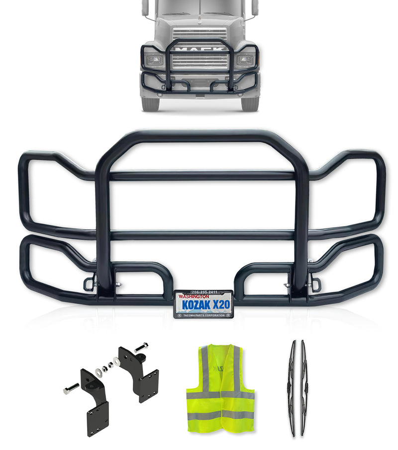 Front Grille Guard Large Black 1999-2003 Mack CH Set-Back