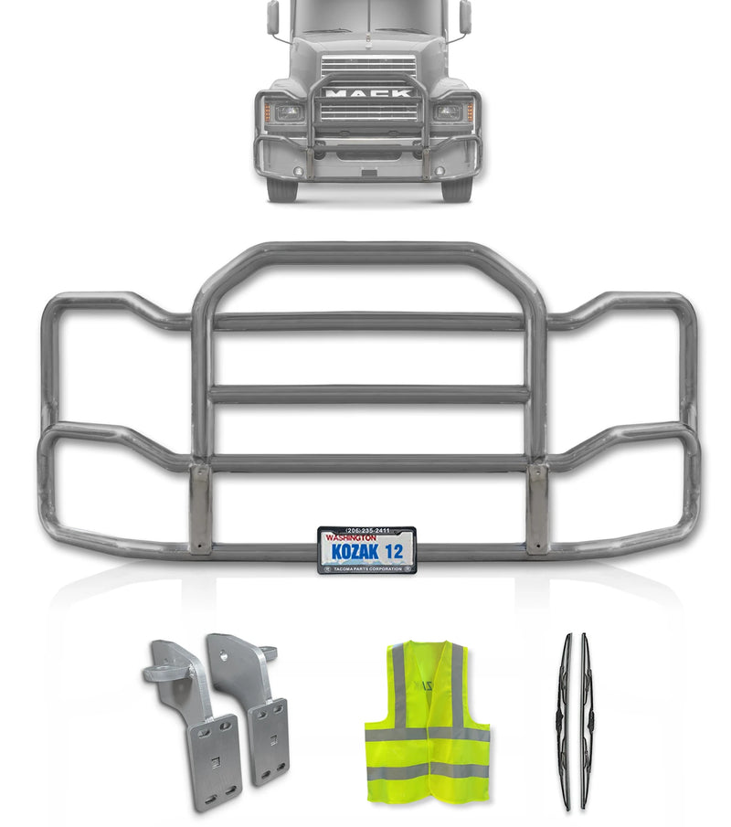 Grille Guard Large Chrome with Lights 2004+ Mack CH Set-Back