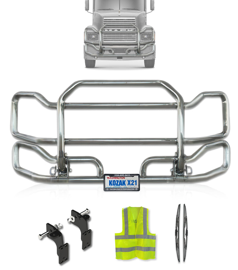 Front Grille Guard Large Chrome 2004+ Mack CH Set-Back