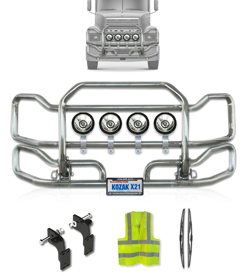 Front Grille Guard Large Chrome 2004+ Mack CH Set-Back