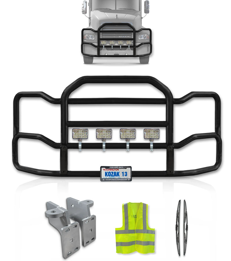 Grille Guard Large Black with Lights 2004-2017 Mack CX
