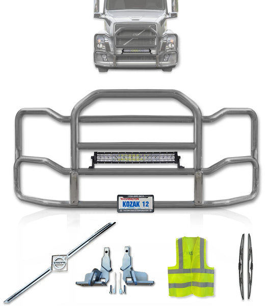 Grille Guard Large Chrome with Lights 2004-2017 Volvo VNL