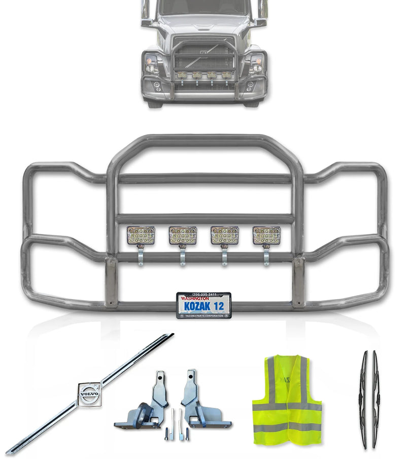 Grille Guard Large Chrome with Lights 2004-2017 Volvo VNL
