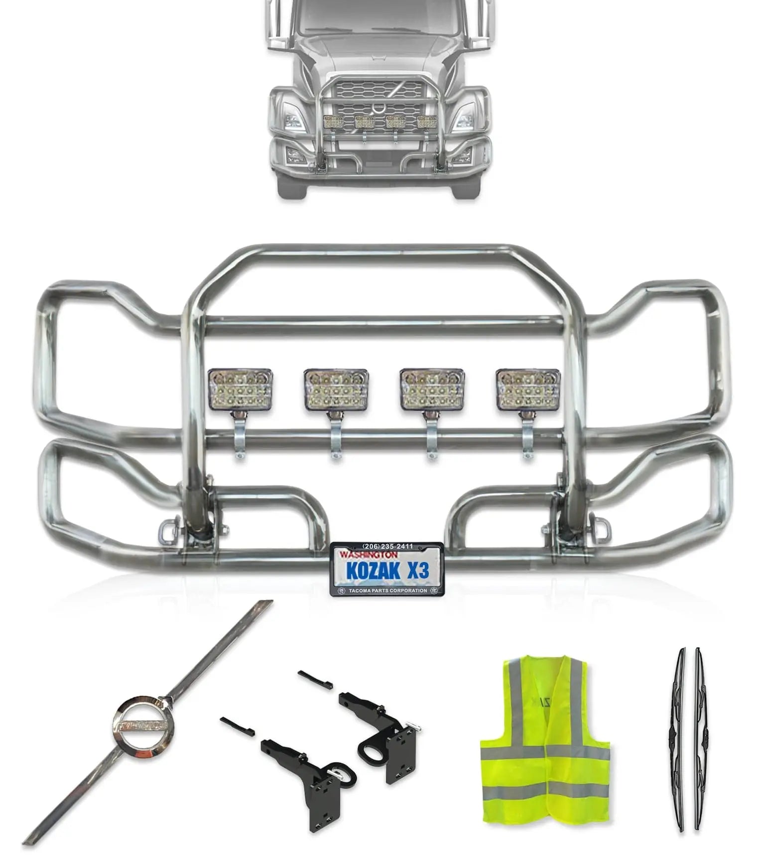 Front Grille Guard Large Chrome 2018+ Volvo VNL – Tacoma Parts Corporation