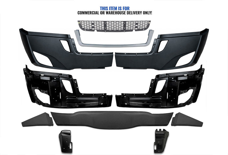 Bumper with Fog Holes Plastic w/ Brackets 11 Pcs 2018-2024 Freightliner Cascadia 126 116