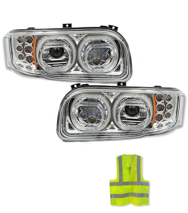 Chrome Housing Full LED Headlights Pair Pete 388 389