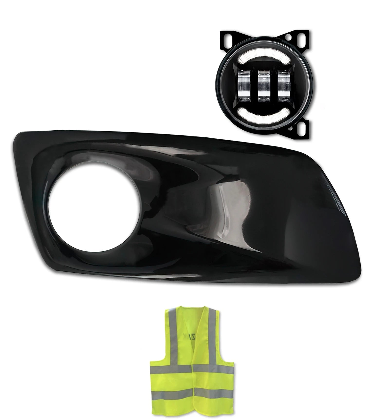 Fog Light Bezel Black Plastic & Black Full LED Fog Light Passenger