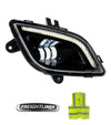 LED Fog Light with Halo Ring DLR Black Housing Right Freightliner Cascadia 2018+ - 