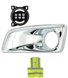 Fog Light Bezel Chrome w/ Built-in Light Strip & Black Full LED Fog Light Driver Kenworth T660