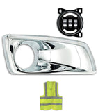 Fog Light Bezel Chrome w/ Built-in Light Strip & Black Full LED Fog Light Passenger Kenworth T660