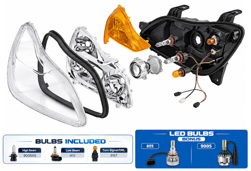 Halogen Headlight Chrome Housing Passenger 2022+ Kenworth T680 Next Gen