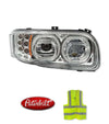 Chrome Housing Full LED Headlight Right Side Pete 388 389