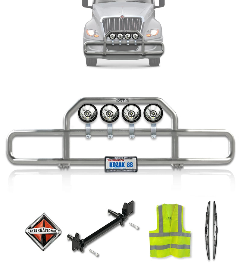 Front Grille Guard Chrome International LT LT625 (Plastic Bumper)