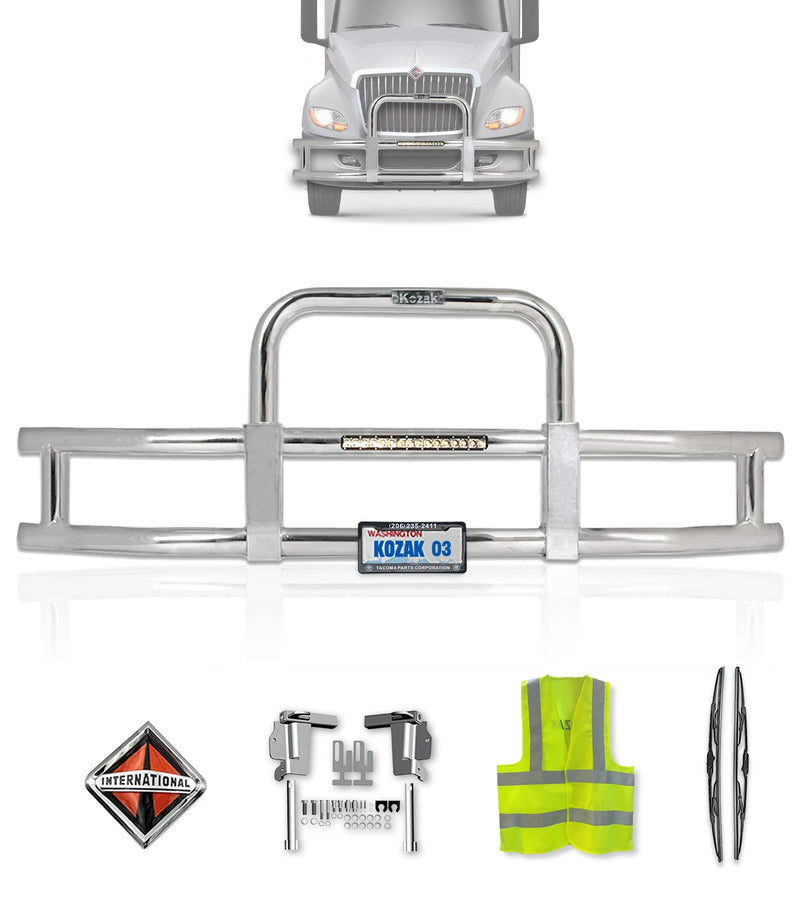 Grille Guard with Built in 16'' LED Bar Chrome International LT625 Prostar