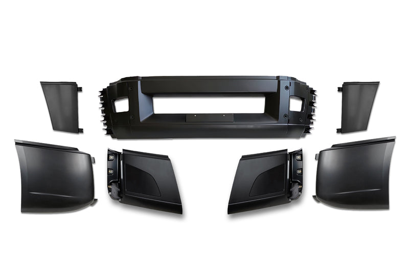 Bumper Set W/o Fog Holes Chrome Trim & Air Flow Deflector & Brackets 2018+ Volvo VNL VNR