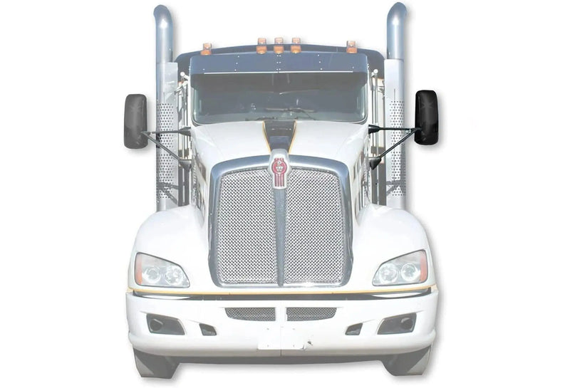 Kozak Black Door Mirror With Arms Left (Driver Side) compatible with Kenworth T660 T600 T800 2008-2016 PLUS Kenworth Logo, 2x22" Windshield wipers and Kozak Reflective Vest