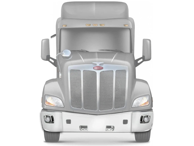 Kozak Chrome Plastic Bumper Corners with Fog Light Hole Right Passenger & Left Driver Side for Peterbilt 579 PLUS Logo Emblem, - Tacoma Parts Corporation