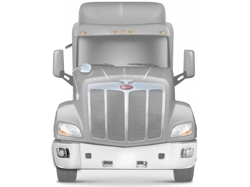 Kozak Chrome Plastic Bumper Corner with Fog Light Hole Right Passenger Side for Peterbilt 579 PLUS Logo, - Tacoma Parts Corporation