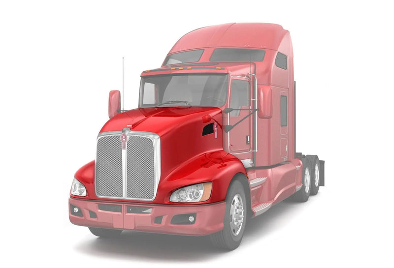 Aftermarket Black Custom Hood Compatible With Kenworth T660 - Freightliner Truck Replacement Parts PLUS Freightliner Logo, 2x 22" WIndshield Wipers and KOZAK Vest included