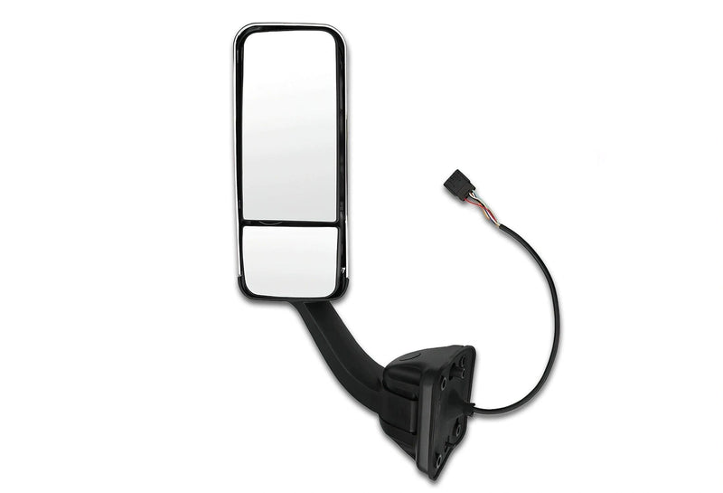 Kozak Replacement Chrome Heated Door Side Mirror Left Driver Side for Freightliner Cascadia 2008-2017 PLUS Freightliner Logo Emblem, Kozak Vest and 2x 22 inch Windshield Wipers included
