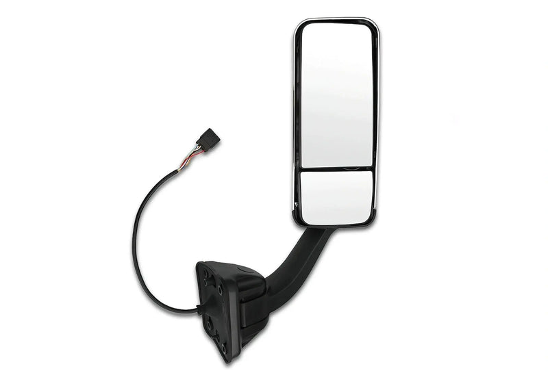 Kozak Replacement Chrome Heated Door Side Mirror Right Passenger Side for Freightliner Cascadia 2008-2017 PLUS Freightliner Logo Emblem, Kozak Vest and 2x 22 inch Windshield Wipers included