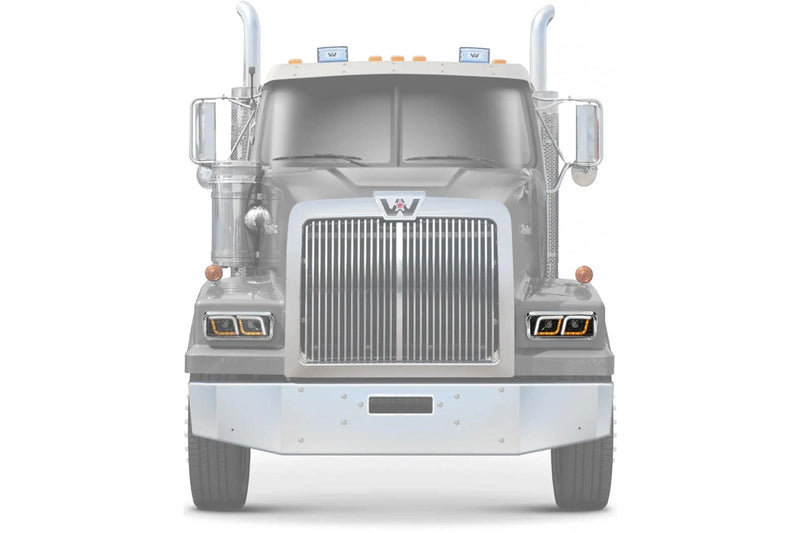 KOZAK LED DRL DUAL Chrome Projector Headlight (Driver Left Side) for WESTERN STAR 6900 4900 4800 SERIES PLUS Windshield Wipers and Vest