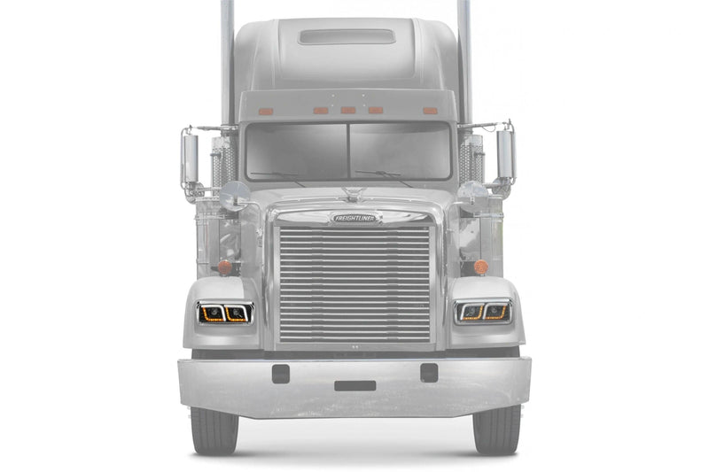 KOZAK LED DRL DUAL Black Projector Headlight (Passenger Right Side) for FREIGHTLINER CLASSIC PLUS Logo, Windshield Wipers and Vest