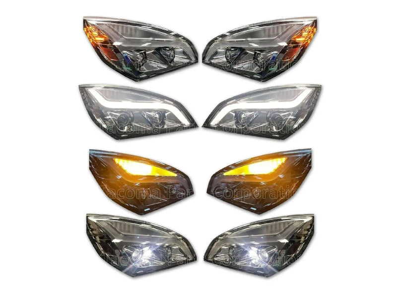 Chrome Projection LED Headlights Pair Set for Freightliner Cascadia 2018+ - Tacoma Parts Corporation