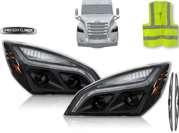 Headlights LED Set Black Freightliner Cascadia 126 116 2018+