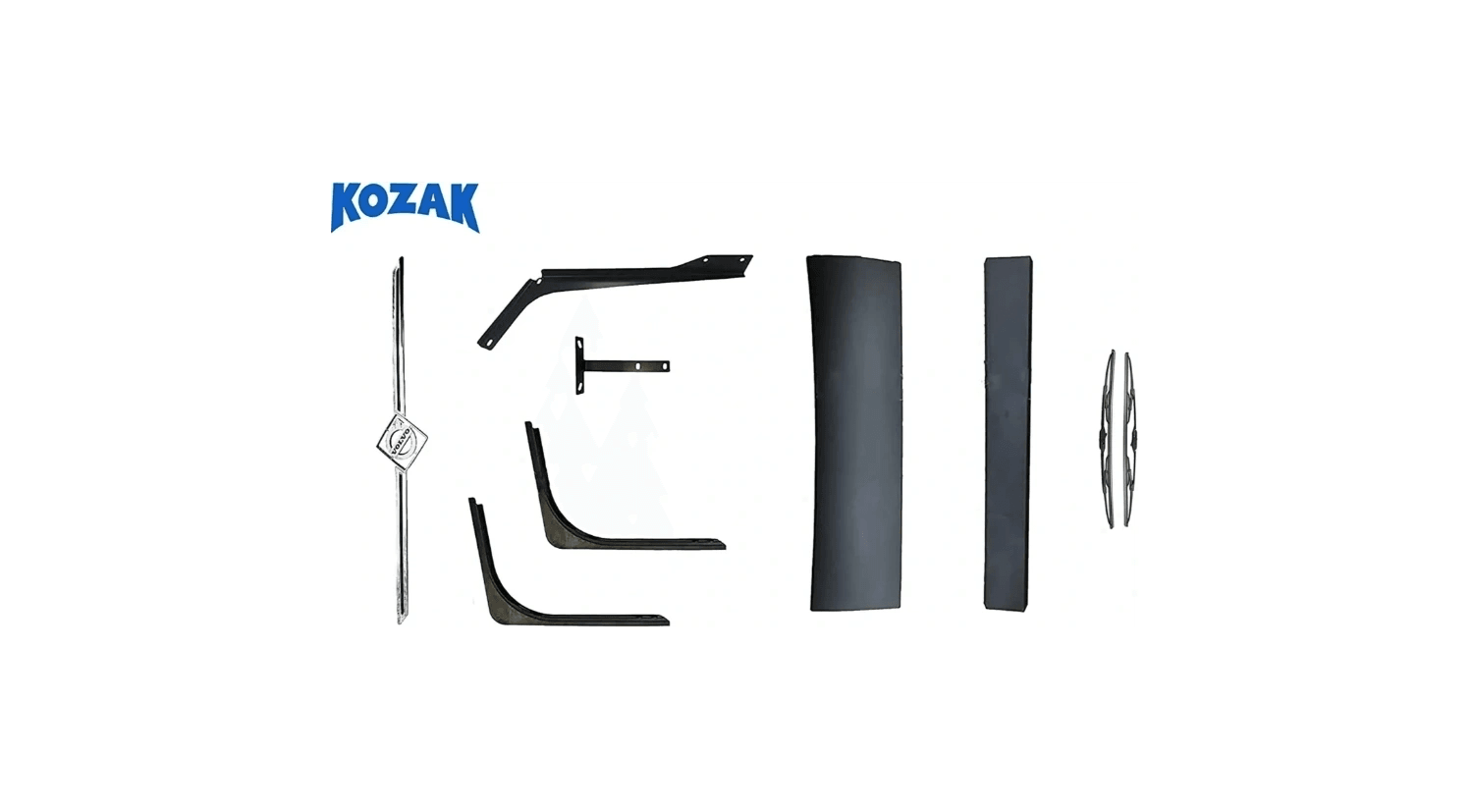 KOZAK compatible with Volvo VNL Semi Truck 2004-2017 Lower Left Driver Side Behind Cab Cabin Wind Fairing With Extension and Mounting brackets PLUS Logo with Stripe and Wipers