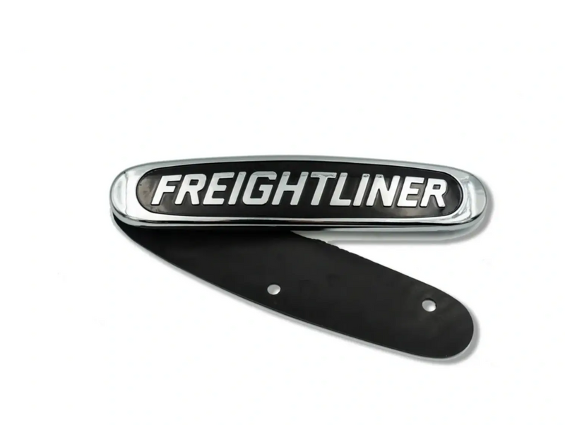 Kozak Replacement Hood Grill Freightliner Emblem Logo Name Plate - Black with Chrome - Fits Most Freightliner Semi Trucks Models up to 2017