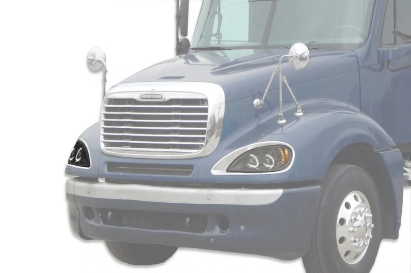 KOZAK LED DRL Dual Projector Headlight / Lamp Black 12V Passenger Right Side For Freightliner Columbia 2004-2017 PLUS Logo, 2x 22" Wipers, KOZAK Vest