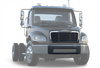 KOZAK Chrome Steel Front Center Bumper for Freightliner M2 Business Class 106 112 03-12 and Chrome Front Grille for Freightliner M2 03-15 A1714787001 PLUS Logo, Wipers, License Plate Holder and Vest