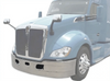 KOZAK 17" Aero Style Chrome Bumper WITH RADAR CUTOUT for Kenworth T680 2013-2021 Semi Trucks PLUS Logo, Wipers, License Plate Frame, 2x Trailer Tail Lights and Vest