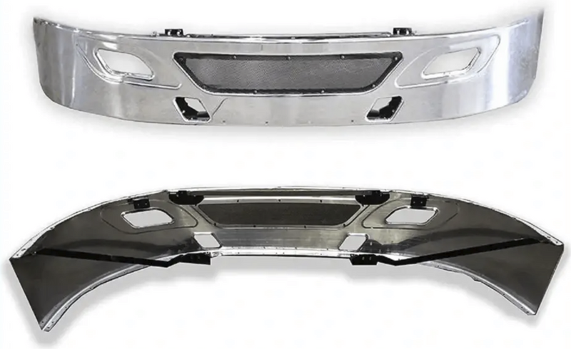 Kozak Chrome Aero Clad Steel Fold over Bumper Compatible With International Prostar 2006-2015 Semi Truck Parts PLUS International Logo, 2x 22" , - Tacoma Parts Corporation