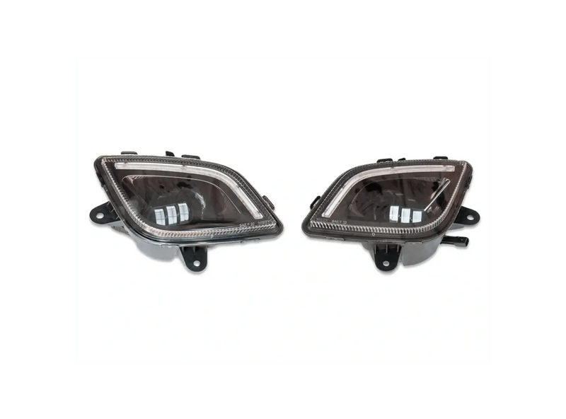 LED Fog Light Lamp Set with Halo Ring DLR Black Housing for Freightliner Cascadia 2018+ - Tacoma Parts Corporation