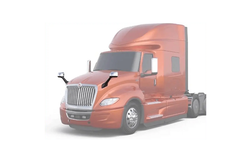 KOZAK Chrome Hood Mirror Pair (Passenger Right and Driver Left Side) compatible with International LT625 Trucks PLUS International Logo, Windshield Wipers, Frame License Plate and KOZAK Vest