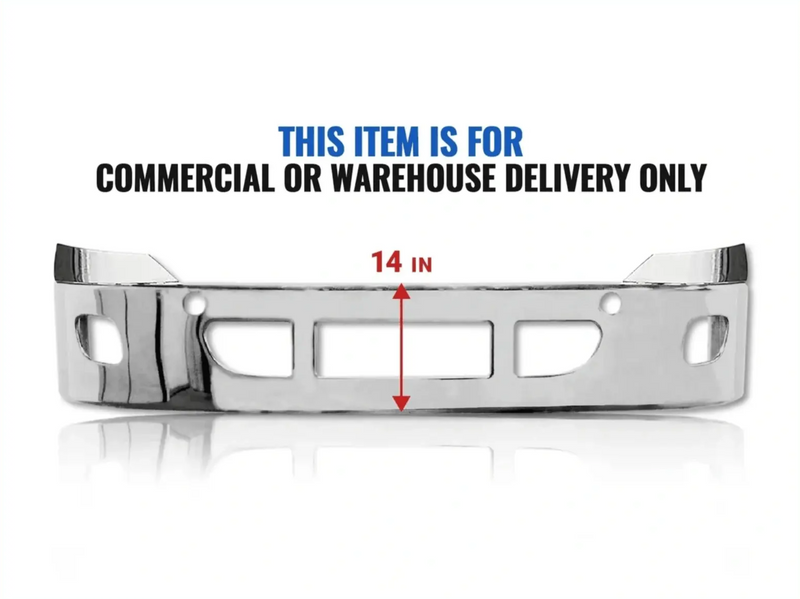 Stainless Steel Bumper with Fog Light Holes 14" for Freightliner Cascadia 2008-2017 - Tacoma Parts Corporation