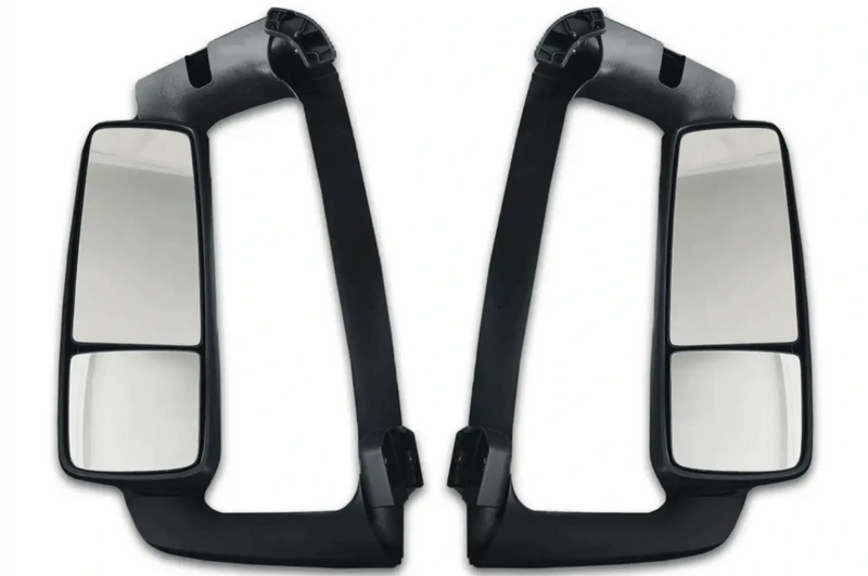 KOZAK Side View Door Mirror Power Heated Black with Arm SET & Look Down Mirror compatible with Volvo VNL 670 780 630 730 860 VNM 200 430 630 VNX 300 VN 2004-2023 + Logo, Bracket, Wipers, Vest